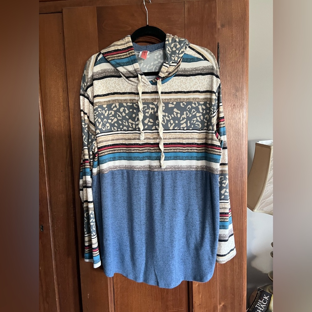 Casual Striped Women's Tunic with Hood